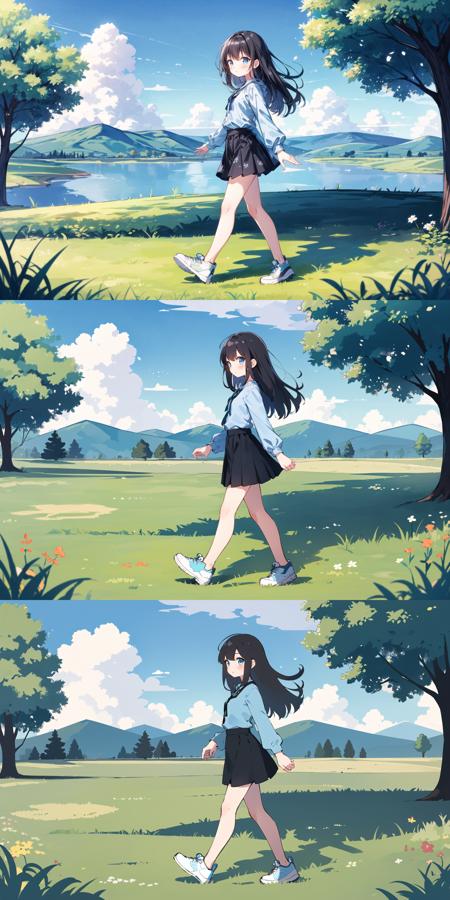 20221021193764-3857540070-masterpiece, best quality, 1girl, solo, long hair, skirt, outdoors, cloud, black hair, blue eyes, shirt, long sleeves, shoes, sk.png